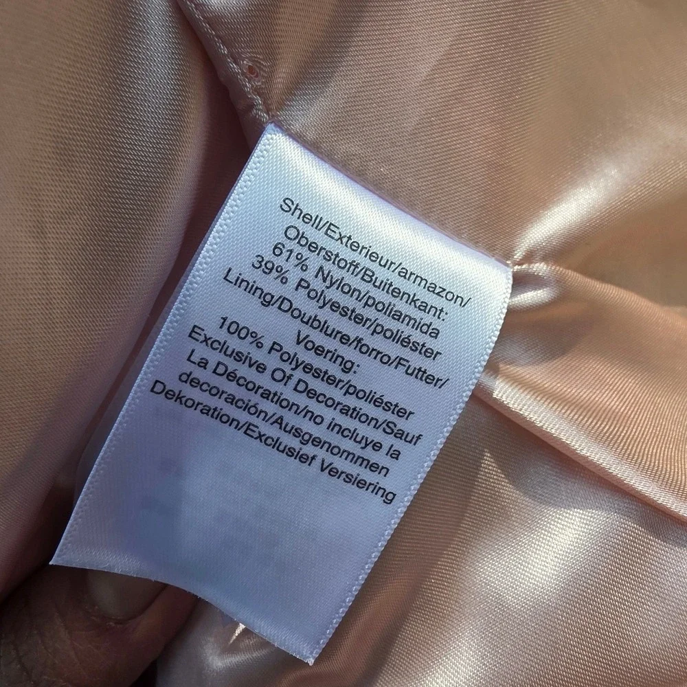 DKNY Overcoat Womens Medium Pink Chevron Notched Lapel Coat